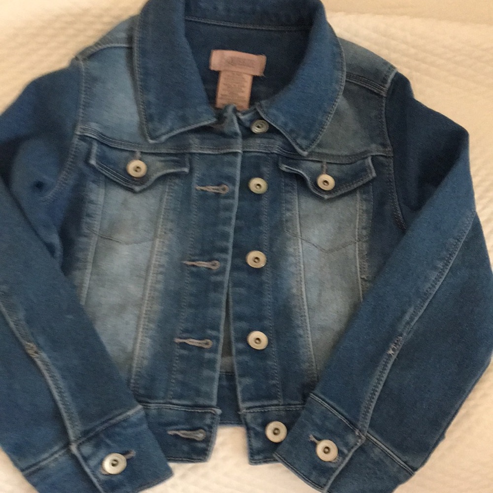 Squeeze girls soft denim jacket button down stonewashed kids size 6/6x